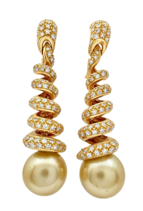Classic 18K Rose Gold Sapphire, Pearl, Diamonds Earrings