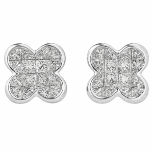 Classic 14K White Gold Diamonds Earrings