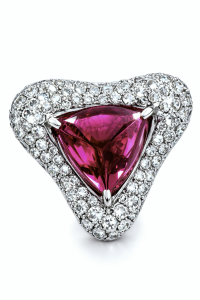 Vintage 18K Gold Tourmaline, Diamonds Ring