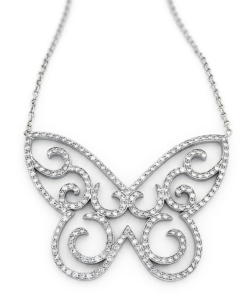 Vintage 14K White Gold Diamonds Necklace