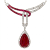 Vintage Platinum Ruby, Diamonds Necklace