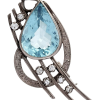 Vintage 18K Gold Aquamarine, Diamonds Brooch