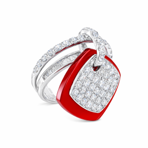 Vintage 18K White Gold Agate, Diamonds Ring