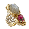 Romantic 14K Yellow Gold Emerald, Ruby Ring