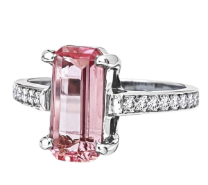 Vintage Platinum Tourmaline, Diamonds Ring