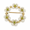 Antique 14 carat gold brooch in Art Nouveau style with floral enamel, pearls and gems