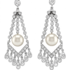 Vintage 18K Gold Pearl, Diamonds Earrings