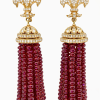 Classic 18K Gold Emerald, Sapphire, Ruby, Diamonds Earrings