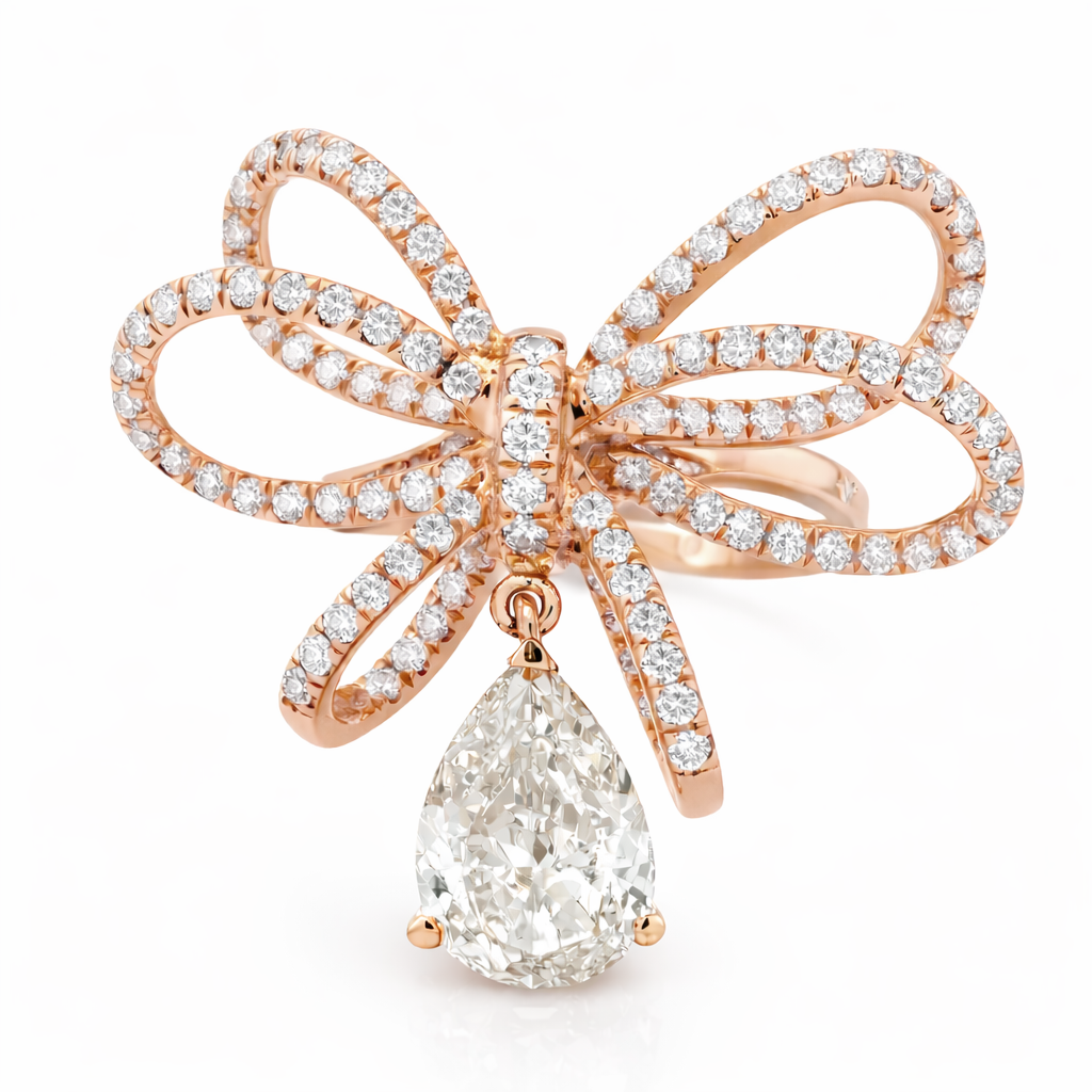 Modern 18K Rose Gold Diamonds Ring