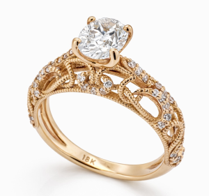Vintage 18K Rose Gold Diamonds Ring
