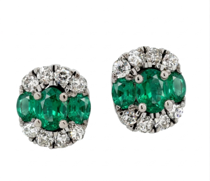 Classic 14K Gold Emerald, Sapphire, Ruby, Diamonds Earrings