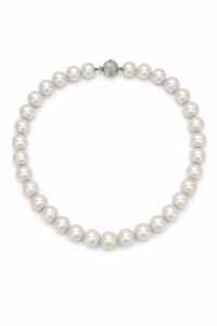 Classic 14K White Gold Pearl, Diamonds Necklace