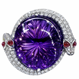 Vintage 18K Gold Ruby, Amethyst, Diamonds Ring