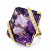 Vintage 14K Gold Amethyst, Diamonds Ring