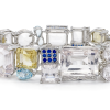 Modern 18K White Gold Sapphire, Diamonds Bracelet