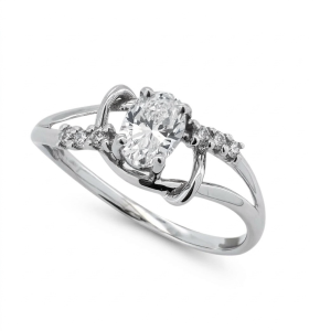 Modern 18K White Gold Diamonds Ring