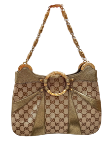 GUCCI Pre-Owned GG canvas bamboo chain shoulder bag