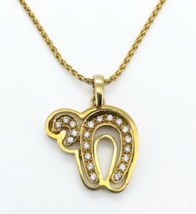 Modern 18K Gold Diamonds Pendant Necklace