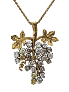 Vintage 14K Gold Diamonds Pendant Necklace