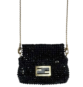 FENDI Pre-Owned Vitello King Beaded Mini Pico Baguette Charm Black