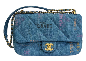 CHANEL Pre-Owned 2021 Denim Multicolor Graffiti Single Flap Bag
