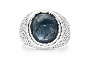 Modern 14K White Gold Sapphire Ring