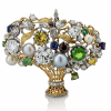 Floral 18K Gold Emerald, Sapphire, Ruby, Diamonds Earrings