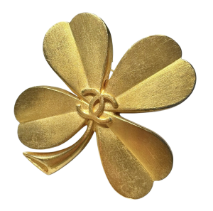 CHANEL Pre-Owned 1994 CC four leaf clover brushed gold brooch