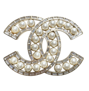 CHANEL Pre-Owned 2015 Spring CC crystal and faux pearl brooch